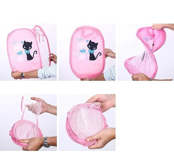 Karikatür Figürlü Katlanır  File Oyuncak Ve Çamaşır Sepeti - Resim 3