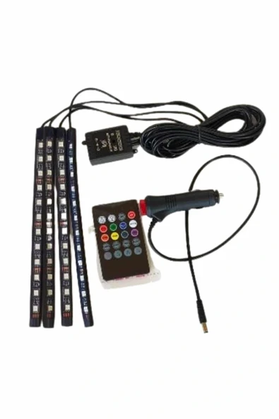 12 Ledli RGB Işıklı Araç Içi Ayak Altı Led Oto Ampul Kumandalı 7 Renk - 2
