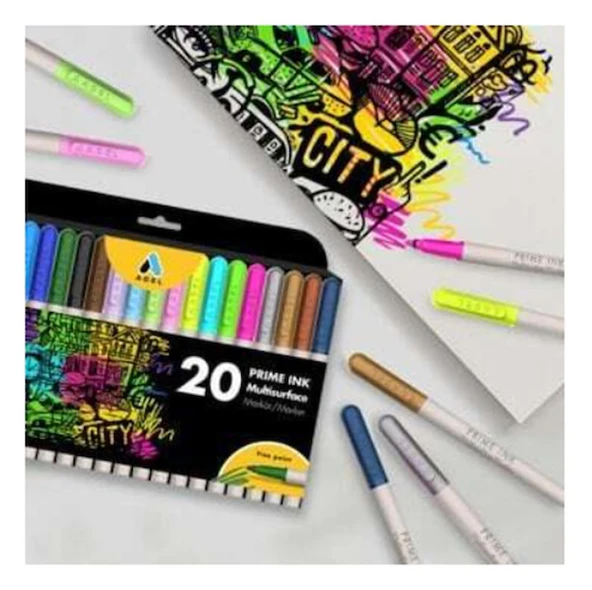 Adel Prime İnk Multisurface Markör Kalem Seti 20Li ürün görseli