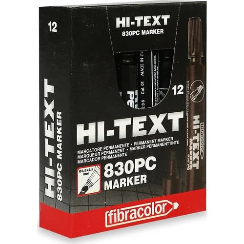 Hi-text 830 C Permanent Koli Kalemi Kesik Uç Siyah-12'li ürün görseli
