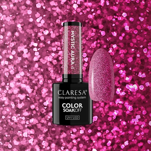 Claresa Kalıcı Oje Mystic Aura 04 Simli Koyu Pembe 5gr - Resim 4