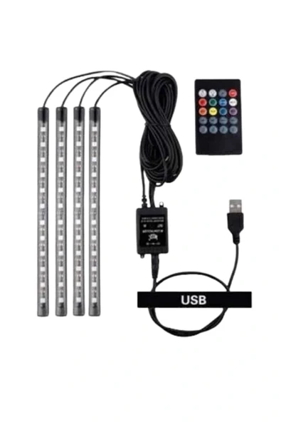 Araç Içi Aydınlatma Kumandalı 12 Led Ayak Altı Led Ambiyans Işığı Sese Duyarlı Kumandalı - 4