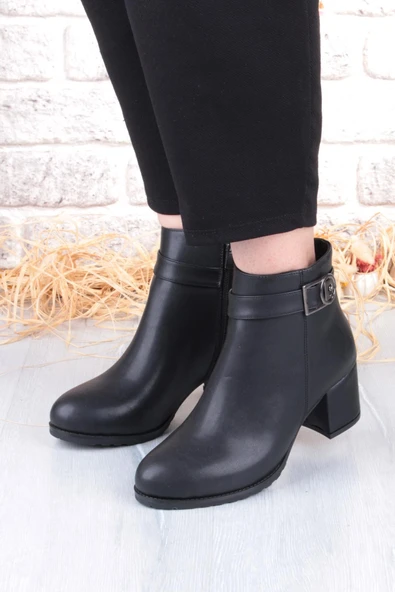 Pierre Cardin 54191 Siyah Cilt Sıcak Astar Kalın Topuklu Kadın Bot - 4