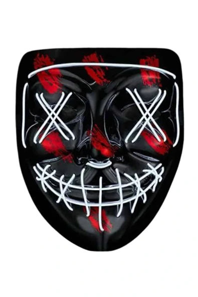 Hallowen Parti Maskesi Neon Led Işıklı Maske 3 Modlu Cadılar Bayramı Maskesi - 2