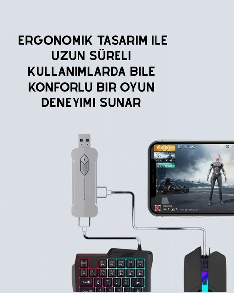 5in1 BT5.3 Mobil Oyun Kiti Klavye Mouse Dönüştürücü Seti - 3