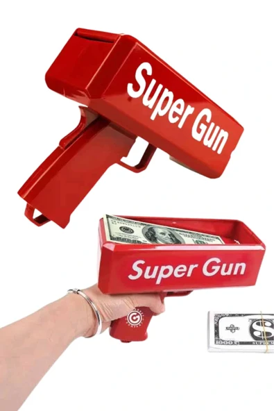 Kırmızı Parti Oyuncağı Para Saçma Fırlatma Tabancası Makinesi Super Money - 4