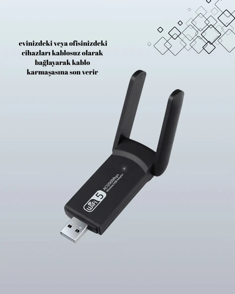 Tak-Çalıştır Özellikli Çift Bant WiFi Adaptör – 1200 Mbps - 3