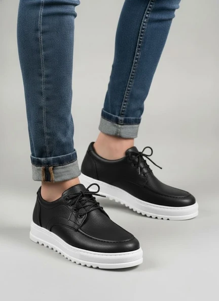 Stra Bağcıklı Cilt Erkek Günlük Spor Klasik Ayakkabı CBT - Siyah - Resim 2