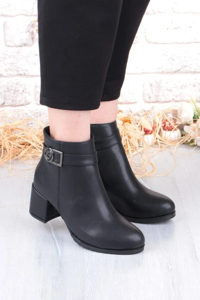 Pierre Cardin 54191 Siyah Cilt Sıcak Astar Kalın Topuklu Kadın Bot - 8