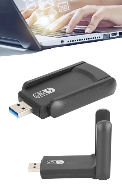 Wifi Adaptörü Bt5.0 Wifi 2'si Bir Arada Çift Bantlı Çift Anten - 4