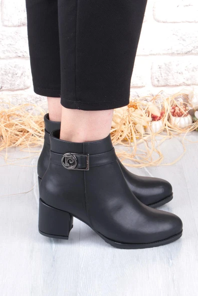 Pierre Cardin 54191 Siyah Cilt Sıcak Astar Kalın Topuklu Kadın Bot - 2