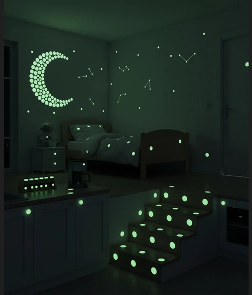 Fosforlu Etiket Karanlıkta Işık Veren Yıldız Tozu Etiketleri ürün görseli 1