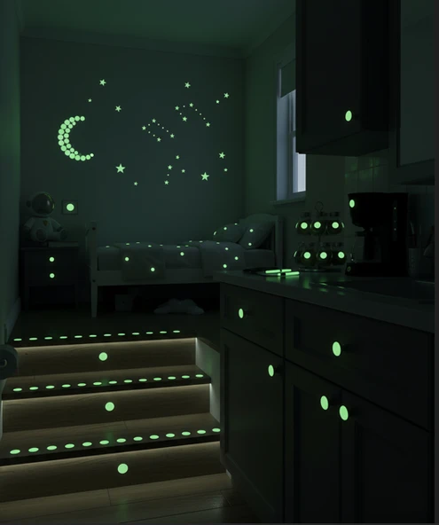 Fosforlu Etiket Karanlıkta Işık Veren Yıldız Tozu Etiketleri - Resim 2