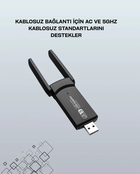 Yüksek Hızlı 1200 Mbps Çift Bant USB WiFi Adaptör – Güçlü Sinyal, Geniş Uyumluluk - 2