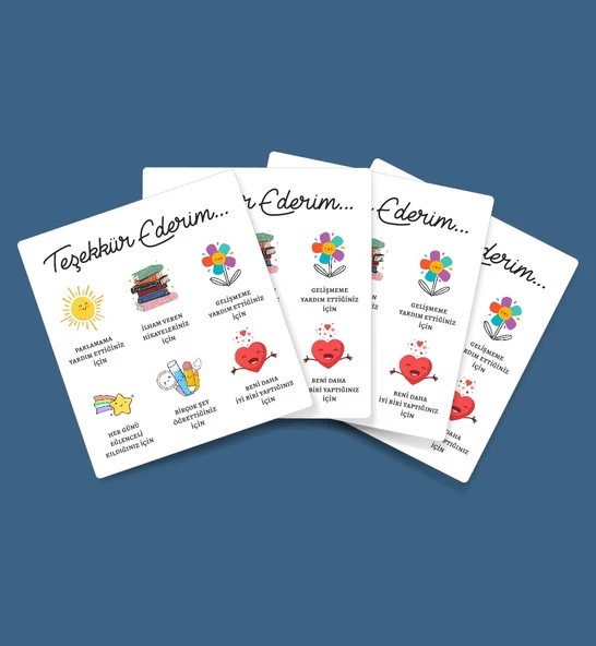 Öğretmenler Günü Tebrik Kartı 4 Lü - Not Kartı -Özel gün 24 Kasım - hediye kartı- tek yüzlü ürün görseli