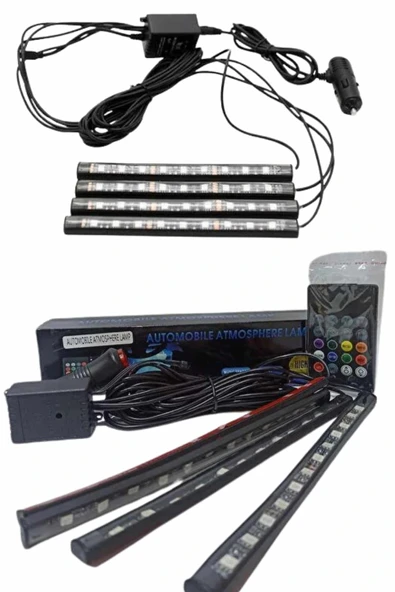 12'Lİ Şerit Led Işık RGB Sese ve Müziğe Duyarlı Araç İçi Ayak Altı - 4