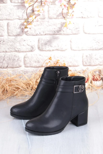Pierre Cardin 54191 Siyah Cilt Sıcak Astar Kalın Topuklu Kadın Bot - 14