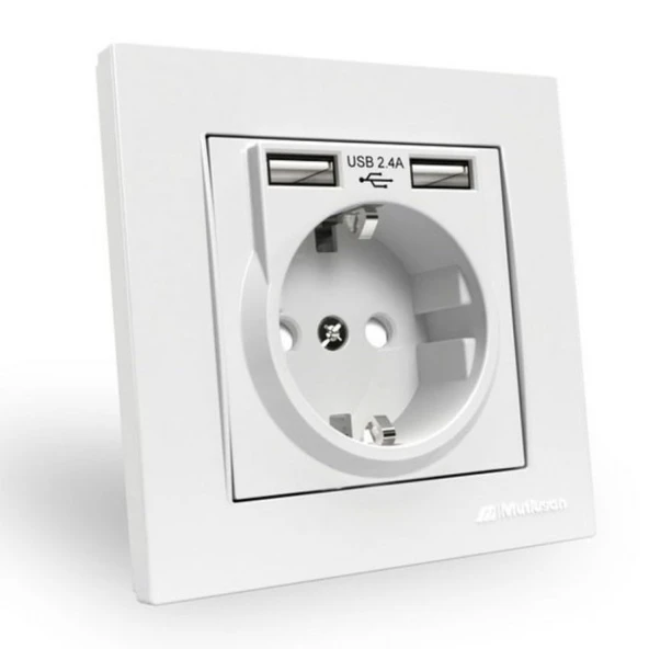 MUTLUSAN RİTA İKİLİ USB TOPRAKLI PRİZ -BEYAZ ürün görseli