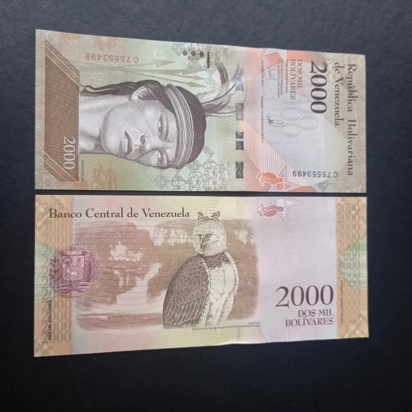 Escoines Koleksiyon 3996368f6c9f564da2 Venezuela 2000Bolivar Çil eski yabancı kağıt para - Resim 3
