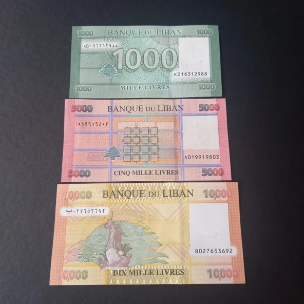 Escoines Koleksiyon 3996368f63c065d922 Lübnan 1000/5000/10.000 Livres ÇİL eski yabancı kağıt para - Resim 2