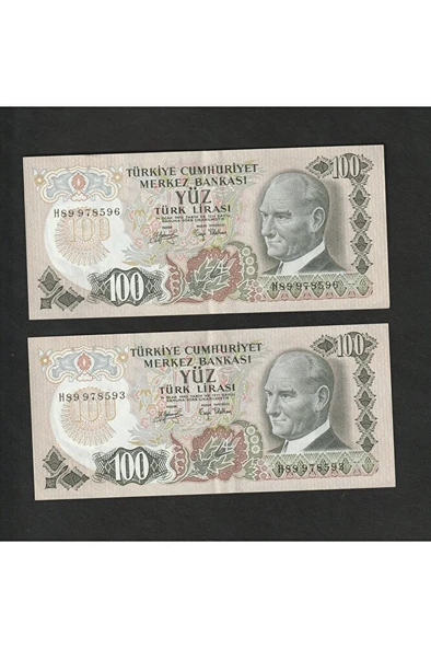 Escoines Koleksiyon 3996368f815693c98a 6. Emisyon 2li 100 Türk-Lirası ça/çil H89 serisi kağıt para