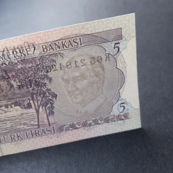 Escoines Koleksiyon 3996368f6c5cb7c3c2 6.Emisyon 5türk-lirası K65 serisi ÇİL eski kağıt para - Resim 2