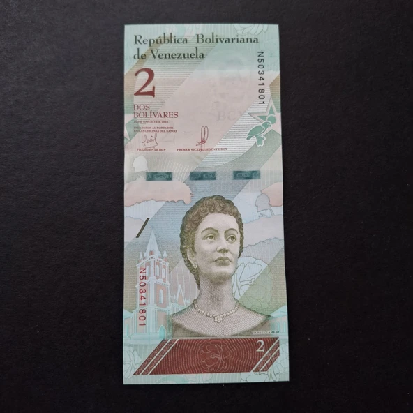 Escoines Koleksiyon 3996368f6b863e7679 2018 Venezuela 2 Bolivar ÇİL kağıt para - Resim 5