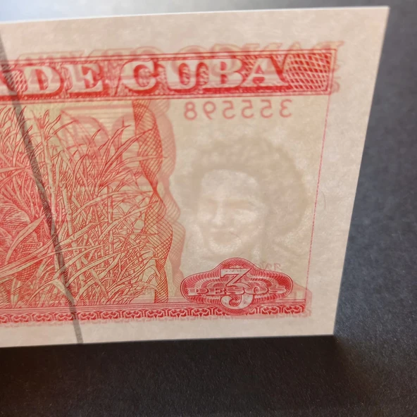 Escoines Koleksiyon 3996368f6b37c5f65e 2005 Küba 3 pesos ÇİL che-guevara eski yabancı kağıt para - Resim 2
