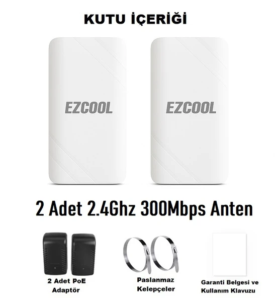 EZCOOL EZ-W240AN DIŞ ORTAM (2.4GHz 300Mbps 1KM) ACCESS POİNT - Resim 2