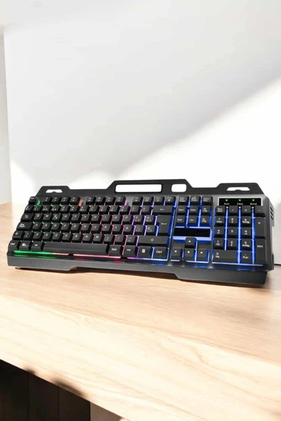 Led Işıklı Oyuncu Klavye Usb Girişli RGB Işıklı Q Klavye Mouse Hediyeli - 4