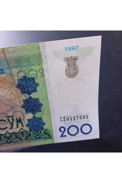 Escoines Koleksiyon 3996368f819367e612 1997 Özbekistan 200 Som ÇİL eski yabancı kağıt para - 2