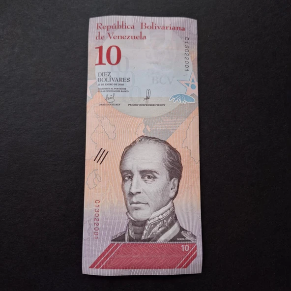 Escoines Koleksiyon 3996368f620ef58e31 2018 Venezuela 10Bolivar ÇİL kağıt para - 3