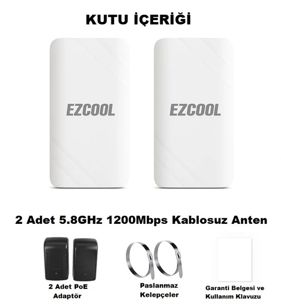 EZCOOL EZ-W580AN DIŞ ORTAM (5.8GHz 1200Mbps 1KM) ACCESS POİNT - Resim 2