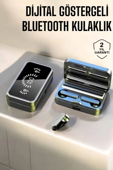 Aynalı Bluetooth Kulaklık Telefon Standlı Dijital Göstergeli - 1