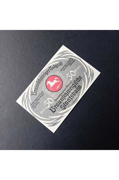 Escoines Koleksiyon 3996368f8069caaa1f 1923 GERMAN TRADE CARD HORSE RACING SCENE 50Pf NORTGELD ÇİL - Resim 4