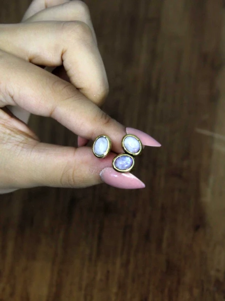 Doğal Taş Aytaşı Üçlü Doğal Taşlı Antik Model Kadın Ayarlanabillir Yüzük euy76ay - Resim 3