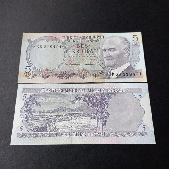 Escoines Koleksiyon 3996368f6c5cb7c3c2 6.Emisyon 5türk-lirası K65 serisi ÇİL eski kağıt para ürün görseli 1