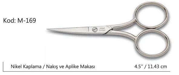 Rose Europe Az Kalın Nakış Makası Süper Kalite No:4,5 11,43 CM - Resim 2