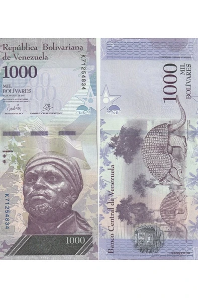 Escoines Koleksiyon 3996368f812f26b728 2017 Venezuela 1000Bolivar Çil eski yabancı kağıt para - 2
