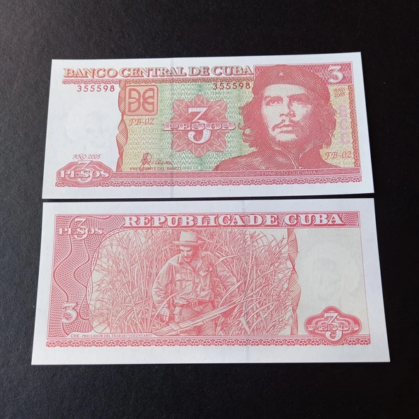 Escoines Koleksiyon 3996368f6b37c5f65e 2005 Küba 3 pesos ÇİL che-guevara eski yabancı kağıt para ürün görseli 1