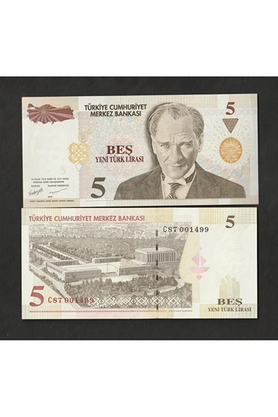 Escoines Koleksiyon 3996368f7f701a953e 8.emisyon YTL 5 yeni-türk-lirası ÇİL 001499 eski kağıt para ürün görseli 1
