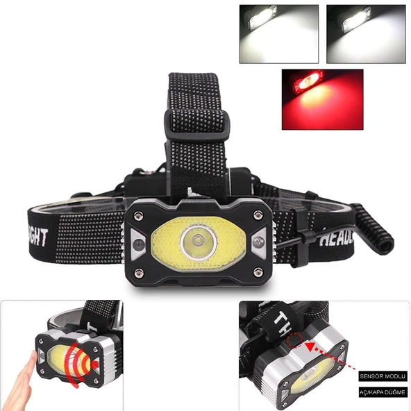 pilelistore 4 Modlu Sensörlü Şarjlı Güçlü Kafa Lambası Wt-248