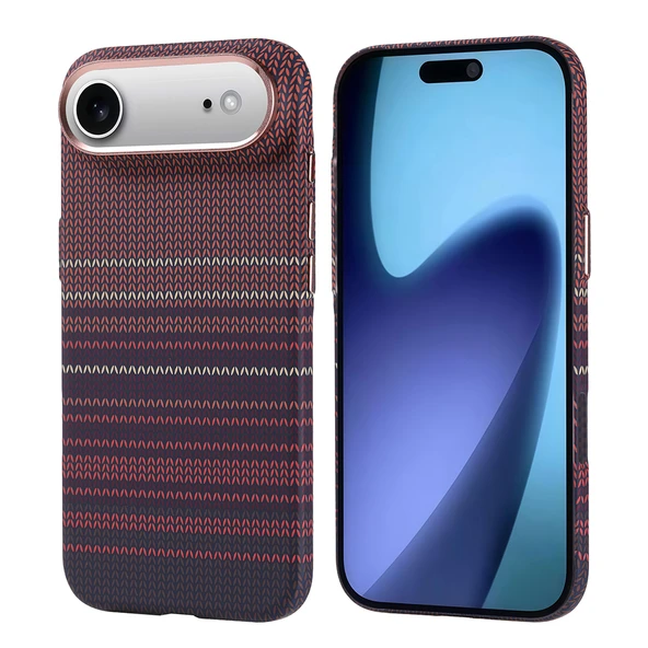 iPhone 17 Air Kılıf Kablosuz Şarj Özellikli Karbon Fiber Görünümlü Nekst Kapak - Resim 2