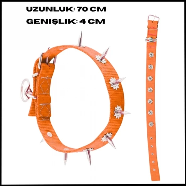 Uyguna-Yakala Turuncu 4*70 cm Dokuma Çivili Köpek Boyun Tasması-SMA.561 ürün görseli