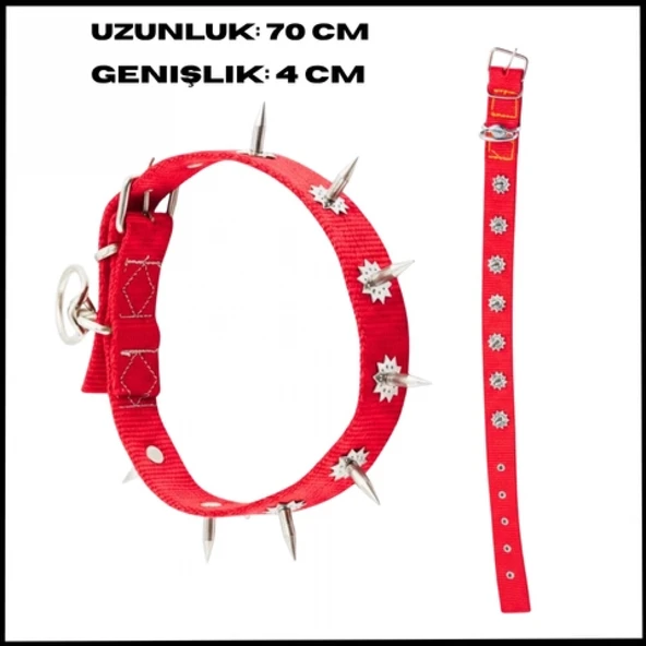 Uyguna-Yakala Kırmızı 4*70 cm Dokuma Çivili Köpek Boyun Tasması-SMA.559 ürün görseli