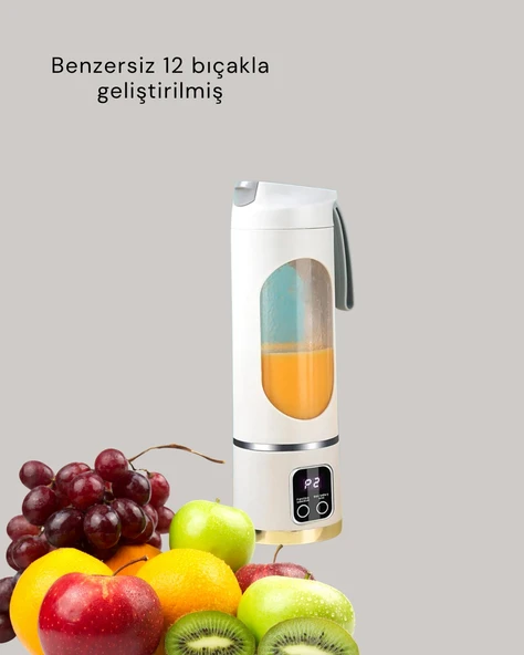 Tip-C Şarjlı 12 Bıçaklı Blender – Taşınabilir Şarjlı Meyve Sıkacağı - 4