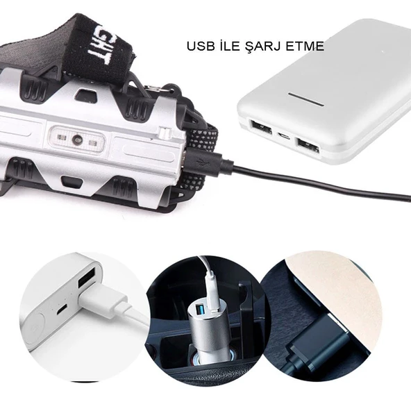 pilelistore 4 Modlu Sensörlü Şarjlı Güçlü Kafa Lambası Wt-248 - 3