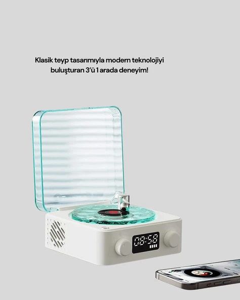 Dekoratif Gece Işıklı Bluetooth Hoparlör – Zaman ve Pil Ekranlı - 2