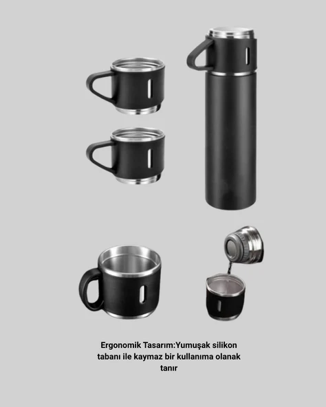 Çelik Termos Bardak Seti | 500 ml Kapasite, Kaymaz Taban, Hediye Kutulu - 2