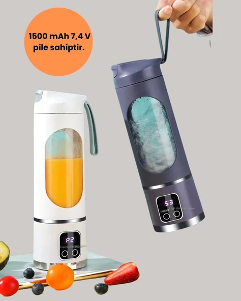 12 Bıçaklı Şarjlı Meyve Sıkacağı – Tip-C Taşınabilir Blender 450 ml - 2
